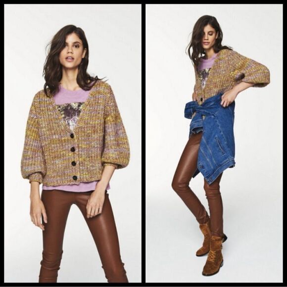 BA&SH HAILI MARLED CARDIGAN - YELLOW COMBO - Picture 1 of 16